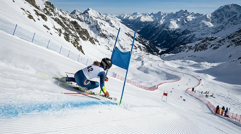 Young racer mid GS turn
