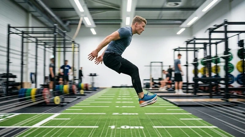 athlete performing broad jumps